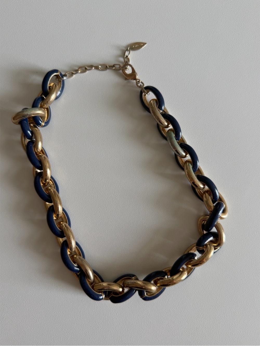 Gold and Navy Link Necklace - Women Jewelry - Picture 1 of 2